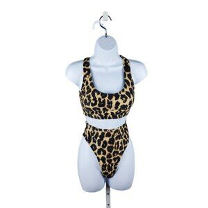 Hapcope Women's Leopard Two Piece High Waist Bikini Set Tan And Black